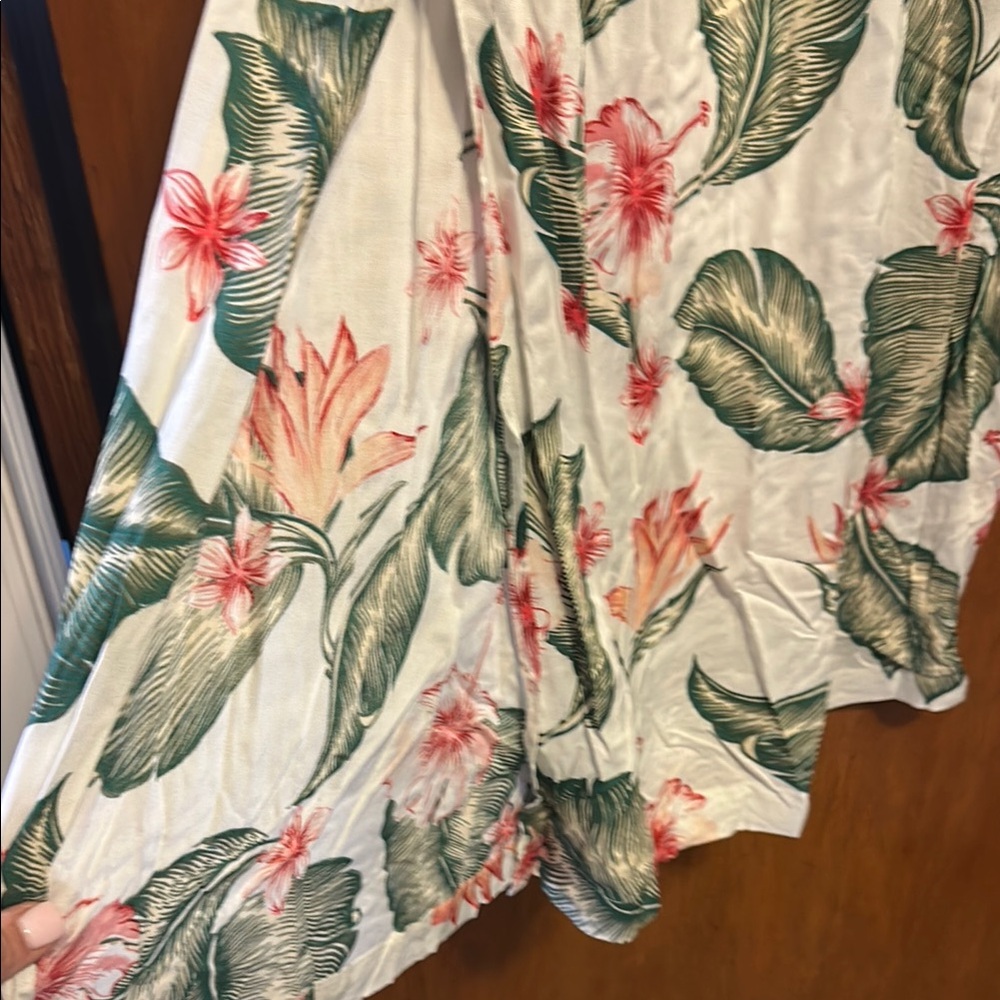 Floral Print Skirt with Green and Pink Accents
